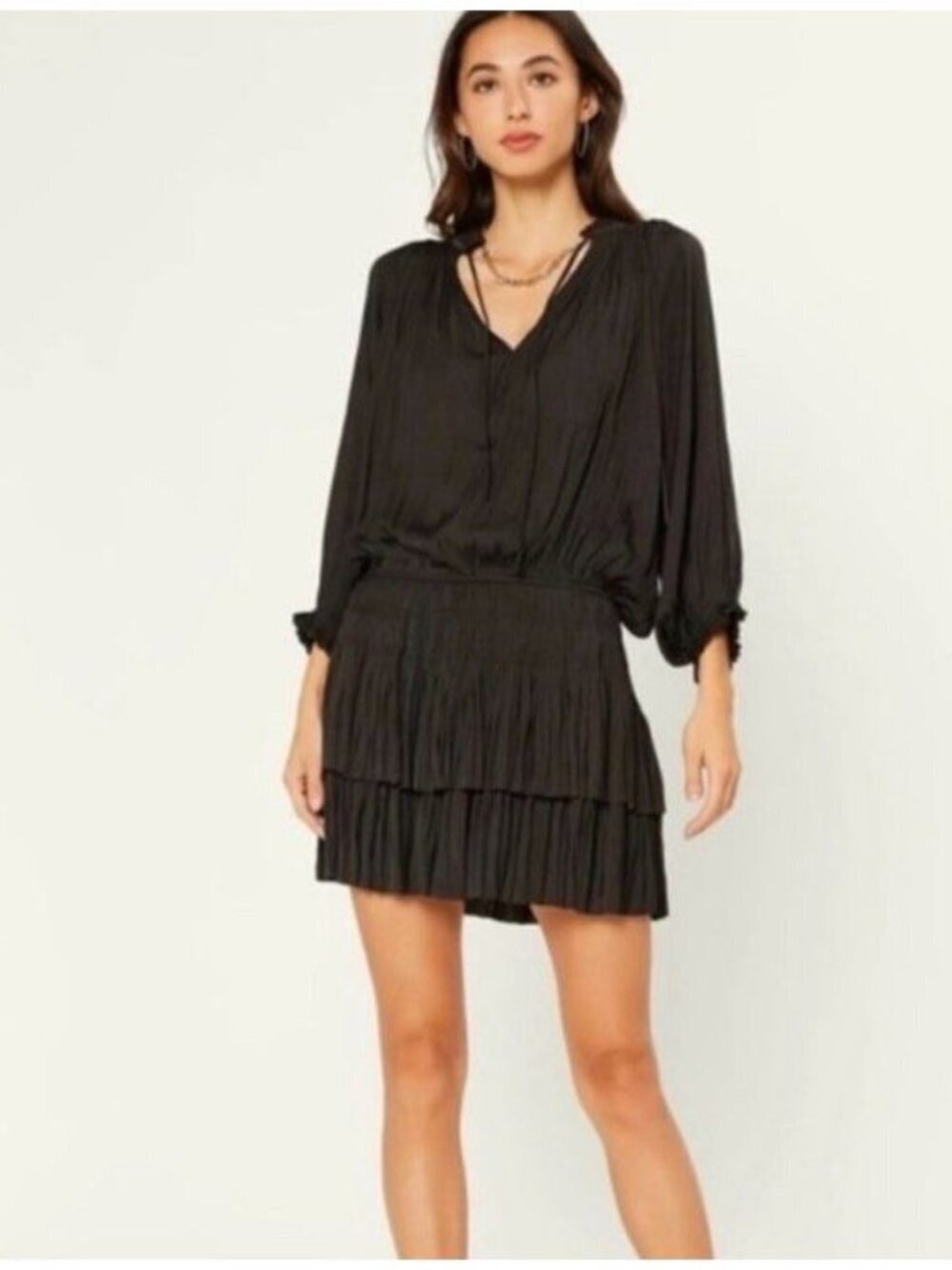 Anthropologie Current Air Laurel Jacquard Mini Sz M Dress Black Floral Checked
